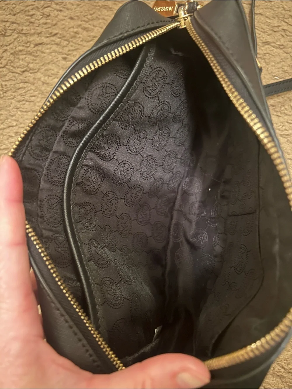 Michael Kors Black Crossbody Camera Bag with Gold Hardware